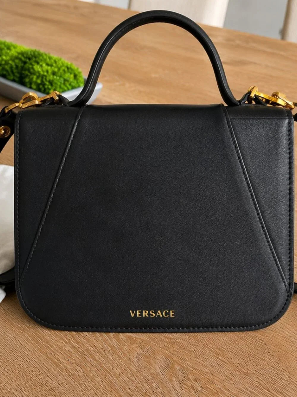 Versace Virtus Small Top Handle Bag Black